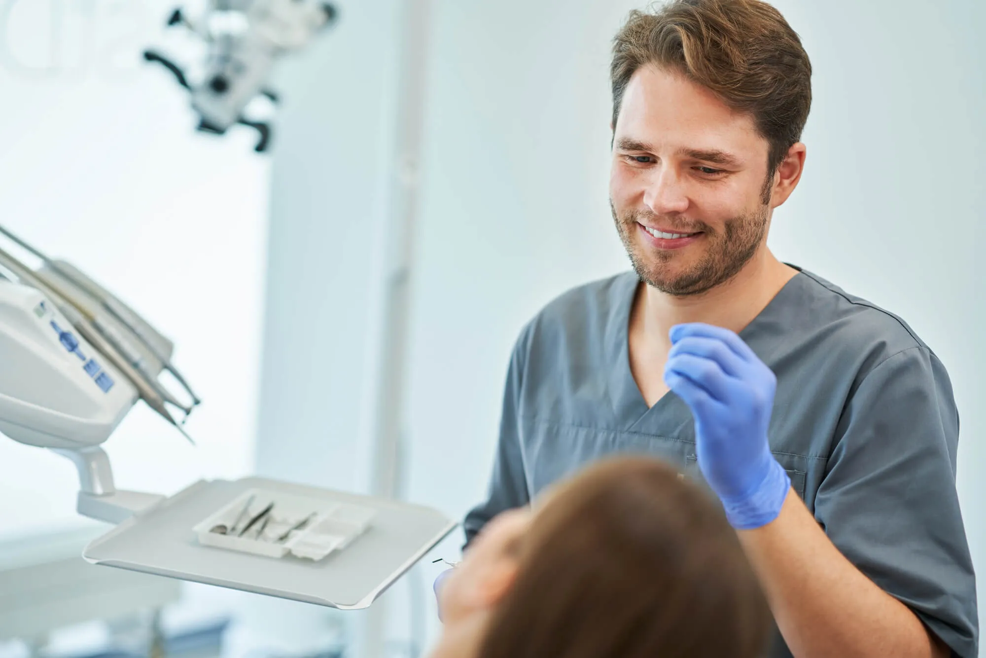woman during first visit to dentist in pottstown
